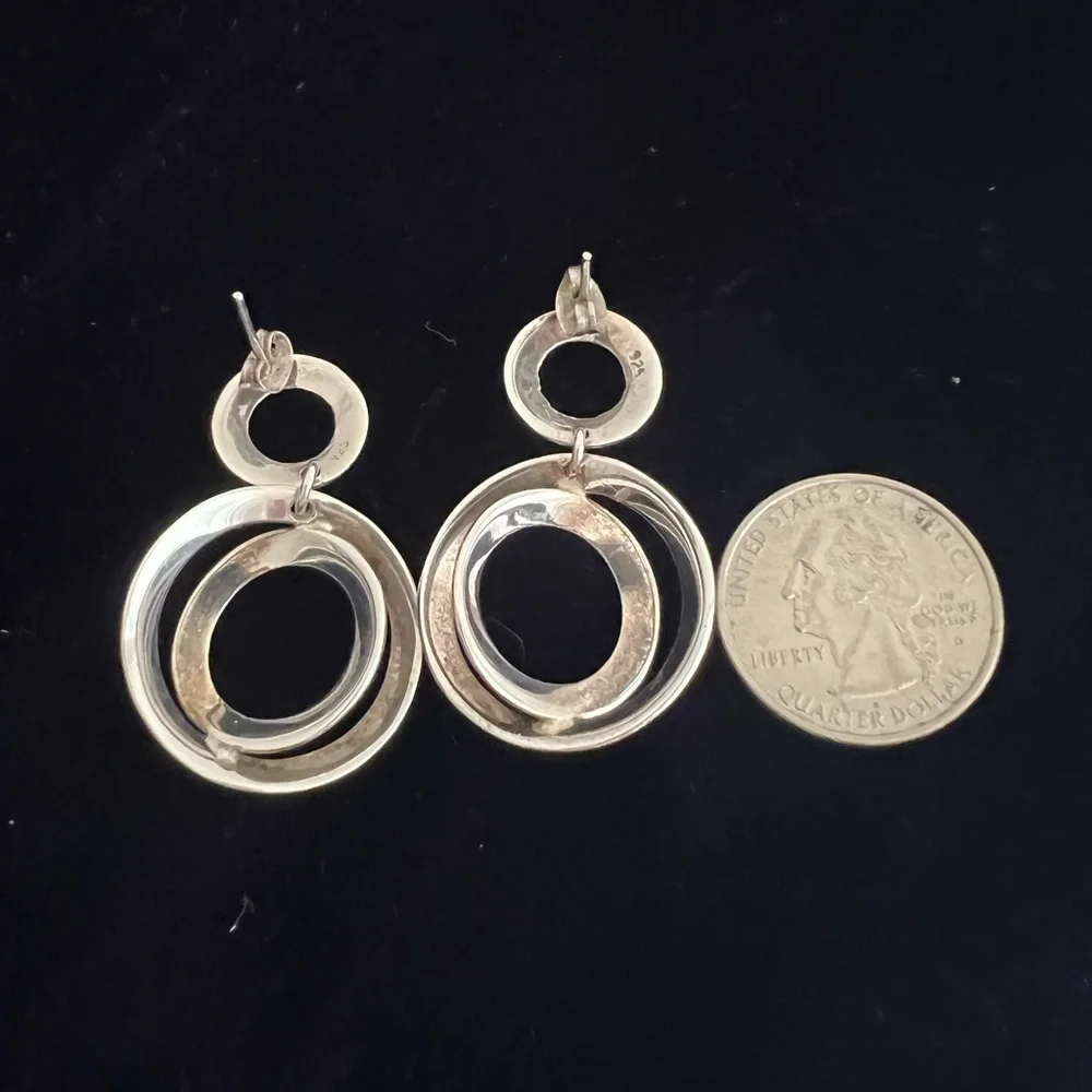 Artisan Sterling Silver Hoop Earrings - Picture 3 of 3